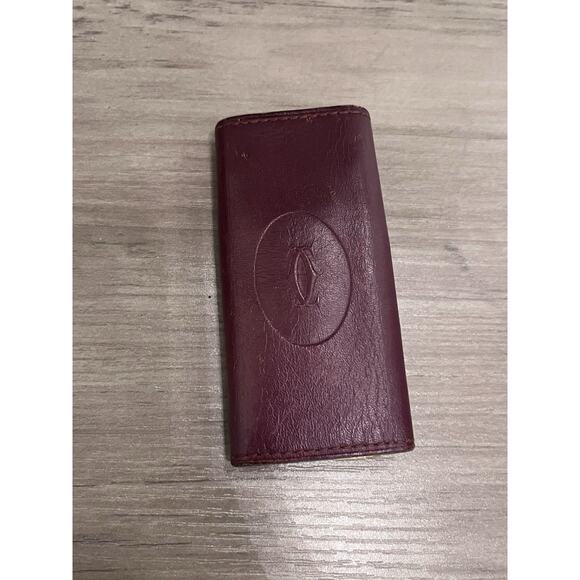 Cartier Must Line 3Key Holder Case Bordeaux Leather Gold Hardware - Picture 1 of 4